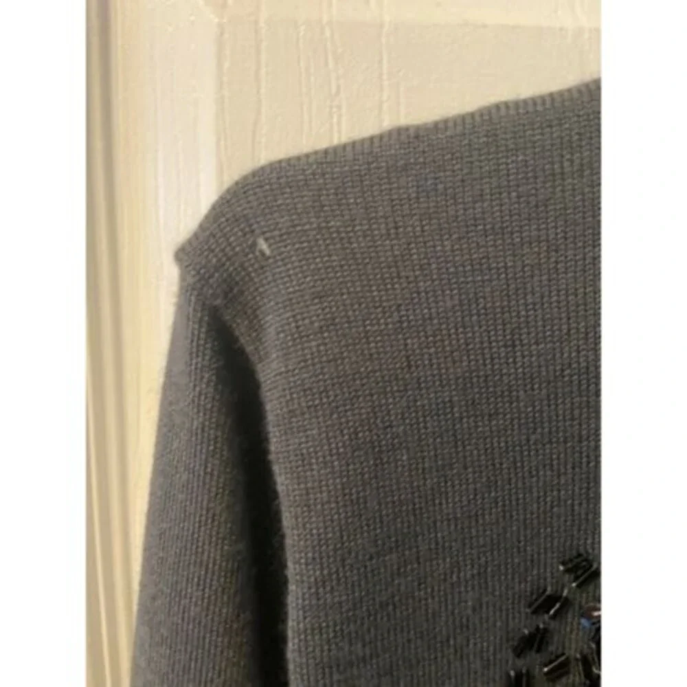 WILROY SPORT Cardigan Sweater Womens Sz M Gray Sequin Wool Glam Vintage *Flaw
